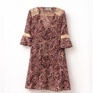 Boho Paisley Kimono Duster Cardigan Open Front Size M/L